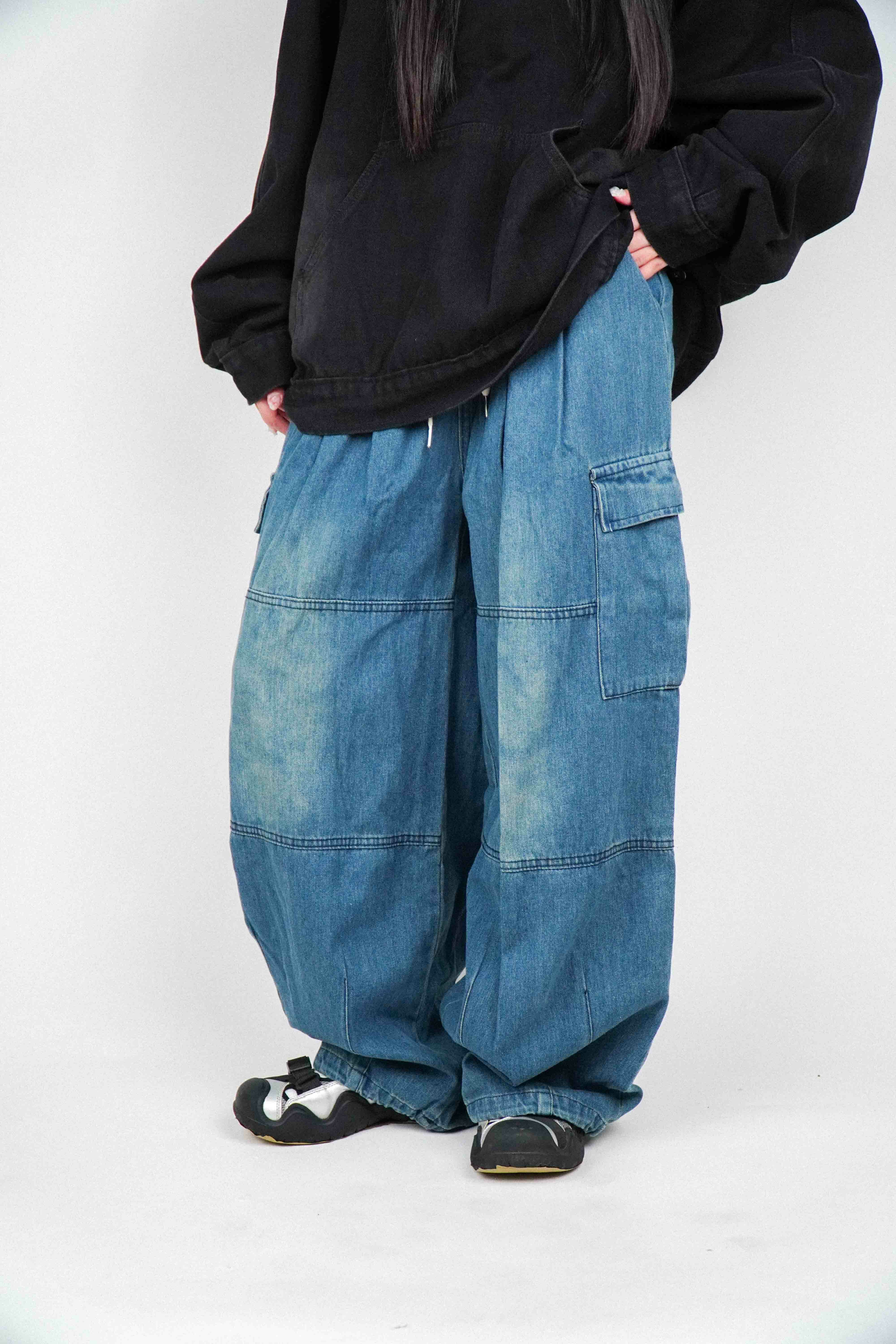 『Always_Good』水洗 超寬 大口袋 抽繩 氣球褲