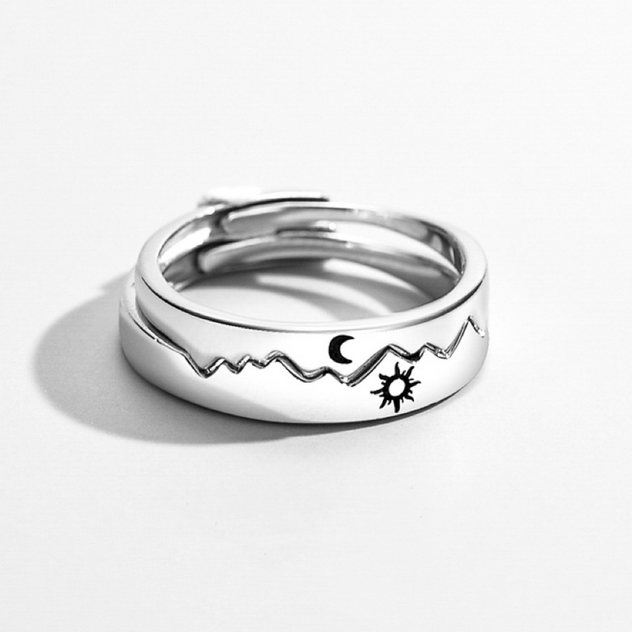 「朝朝暮暮 」情侶戒指💍 ｜S925純銀或鍍銀｜活口對戒｜免費刻字✒️｜