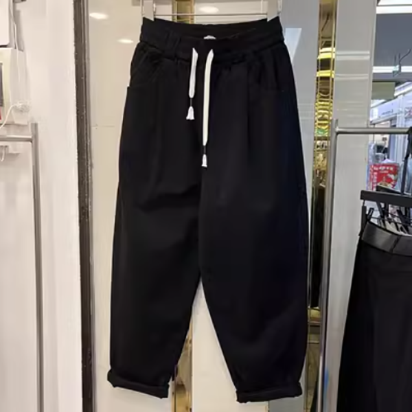 高腰闊腿工裝褲