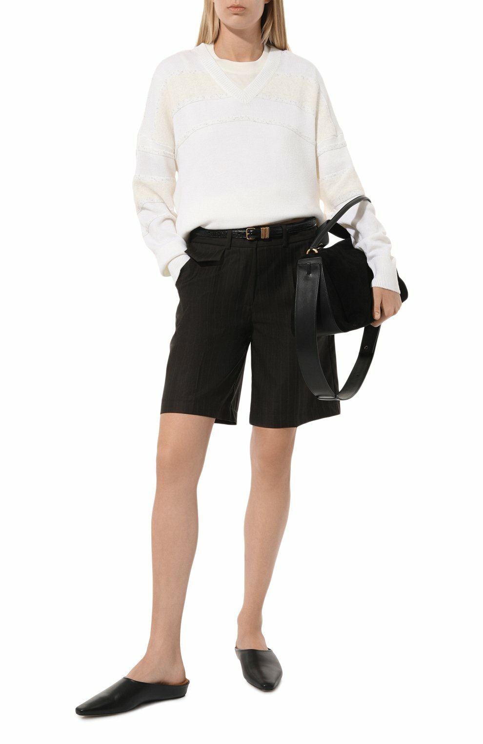 LORENA ANTONIAZZI 針織毛海V領上衣(米白)