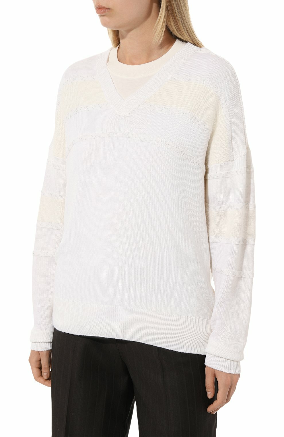 LORENA ANTONIAZZI 針織毛海V領上衣(米白)