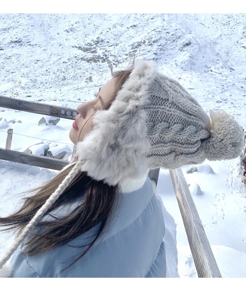 甜美可愛護耳針織毛帽