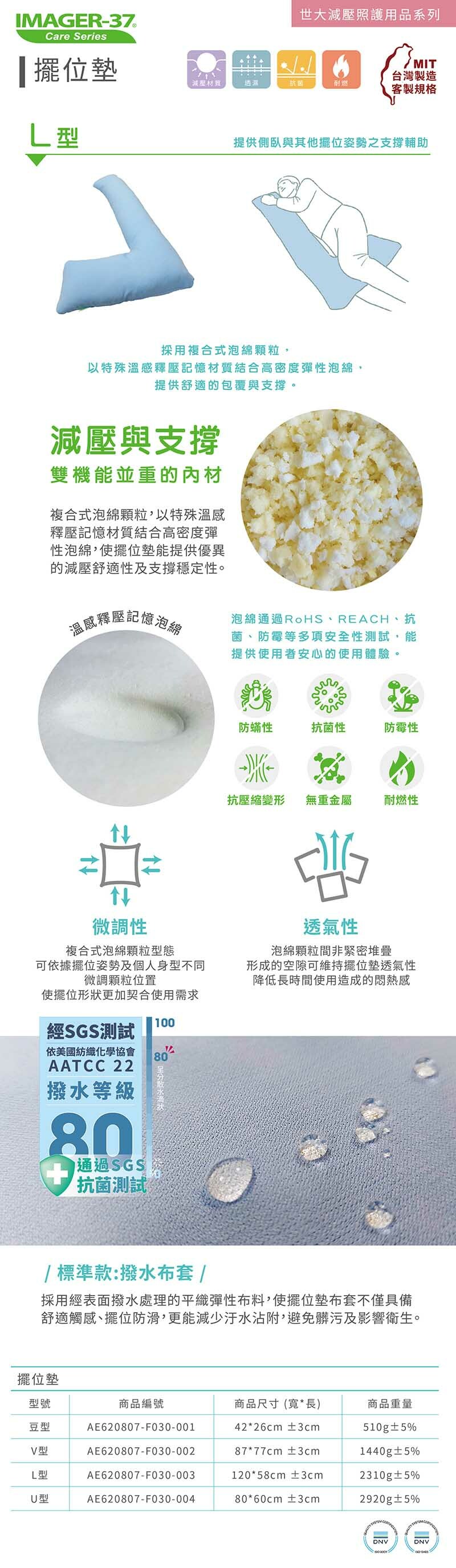 擺位墊-L型(基礎潑水款)