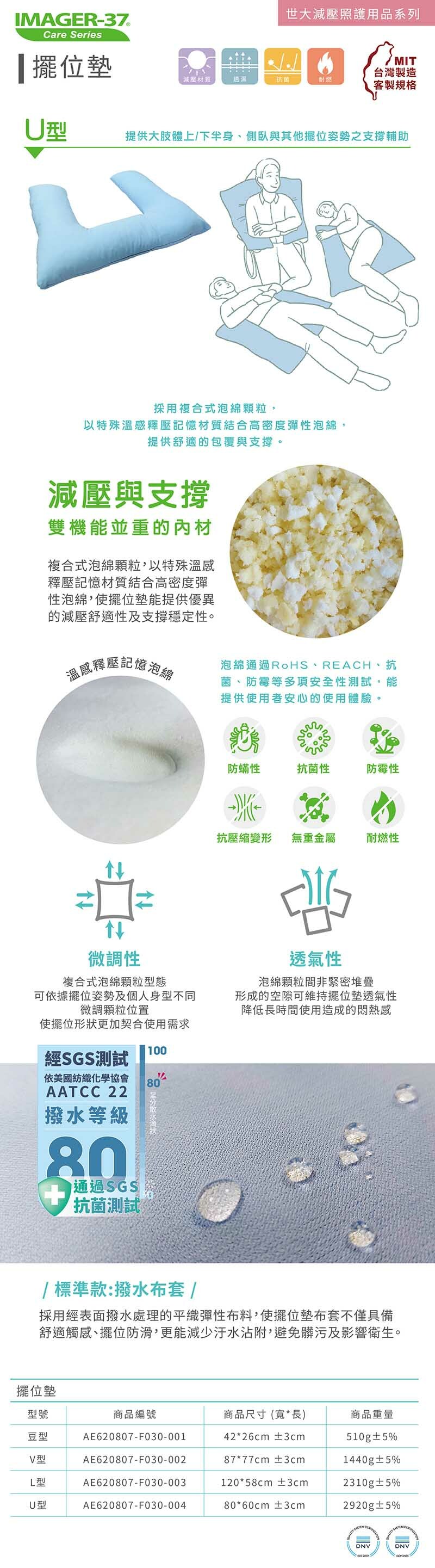 擺位墊-U型(基礎潑水款)