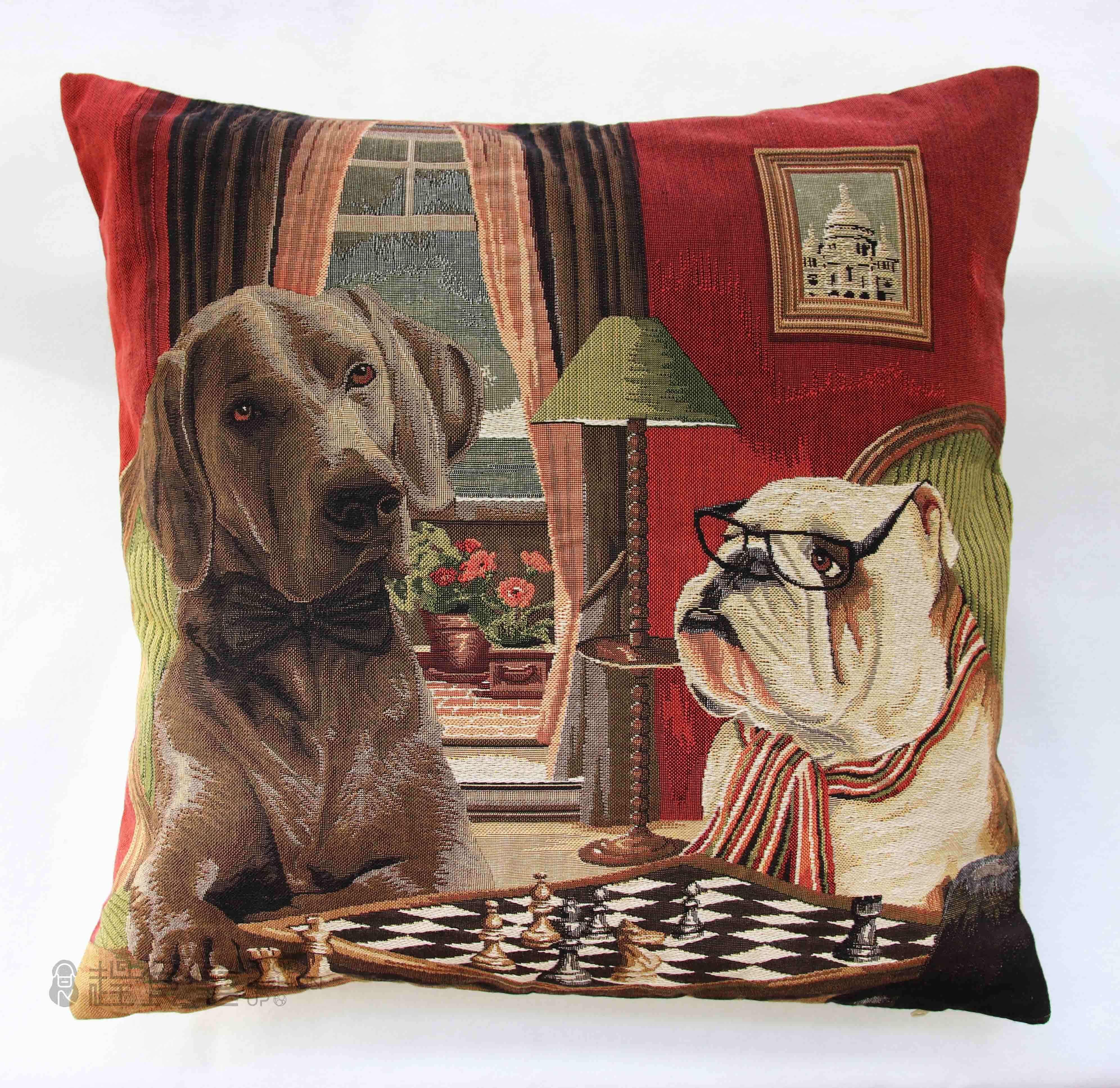 【全球獨家限量】 歐洲百年工藝緹花抱枕 | 個性風可愛狗狗  抱著撫慰你的心