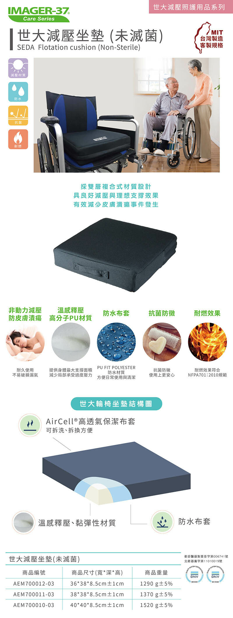 世大減壓坐墊(未滅菌) / 衛署醫器製壹字第006741號