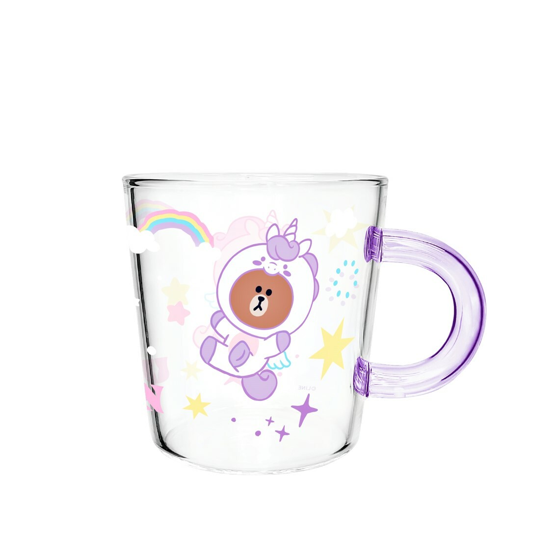 LINE FRIENDS - 玻璃杯 | 彩色杯柄