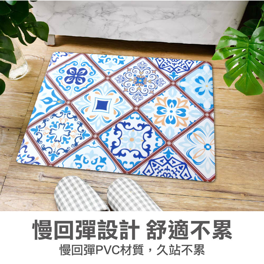 廚房防油短皮革地墊-K540S法蘭花磚(小)