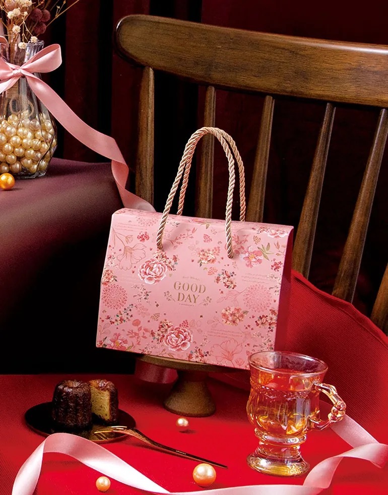 [停產]T型提盒(小)- 迎花慶-粉 10入/包 17.5*11*13.3cm【3A17-117503】