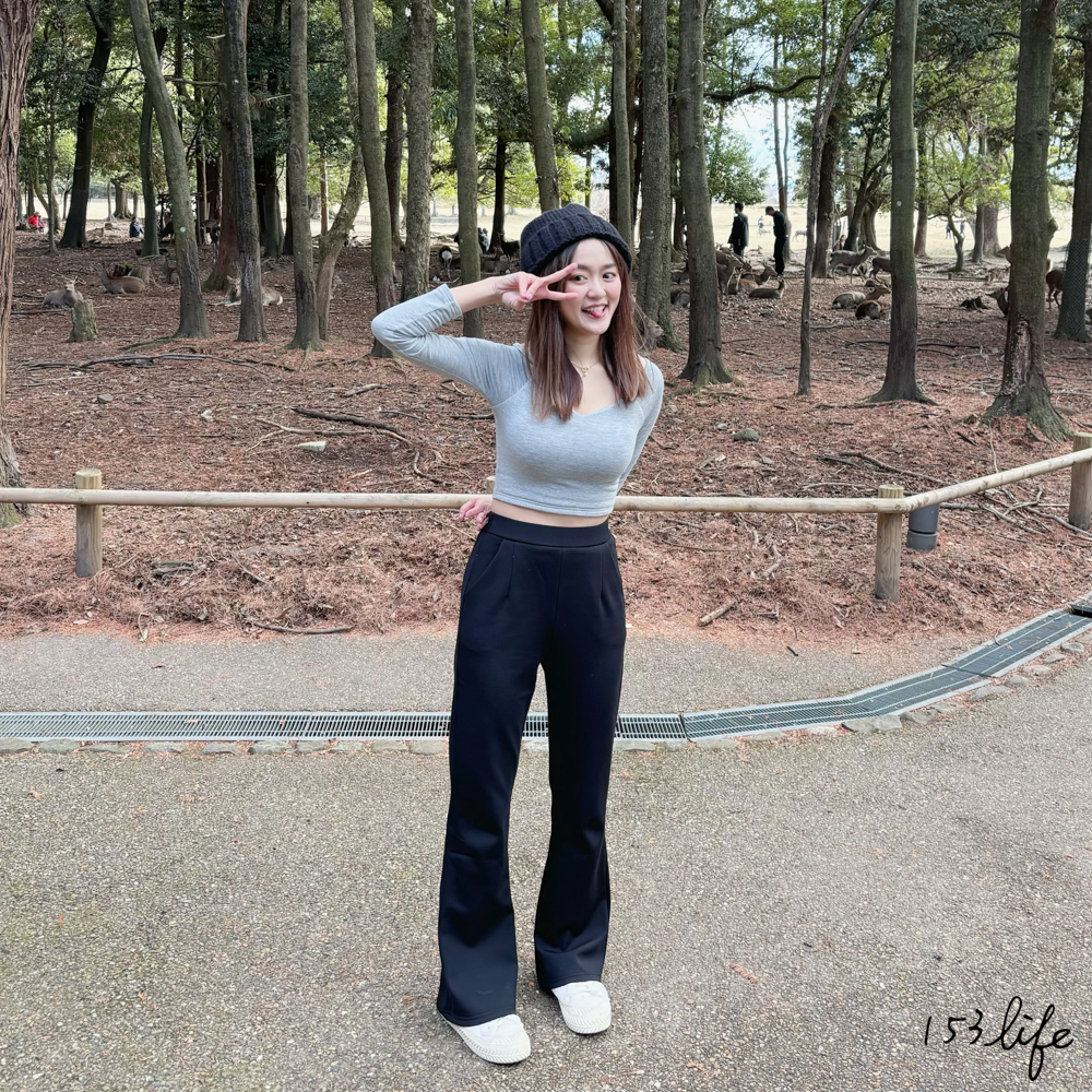 |現貨|⛄️(加絨/不加絨)小個子彈性黑色直腿微喇叭褲XXS-L(九分/長款)