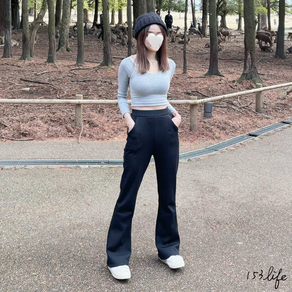 |現貨|⛄️(加絨/不加絨)小個子彈性黑色直腿微喇叭褲XXS-L(九分/長款)