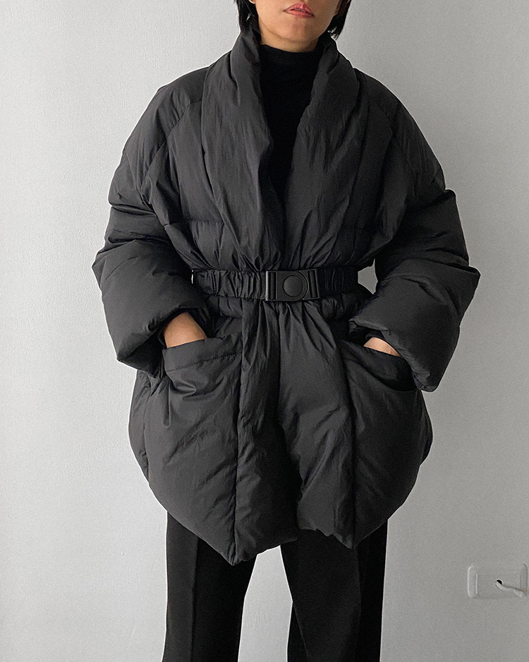 MFO-2445 鴨絨V領收腰外套