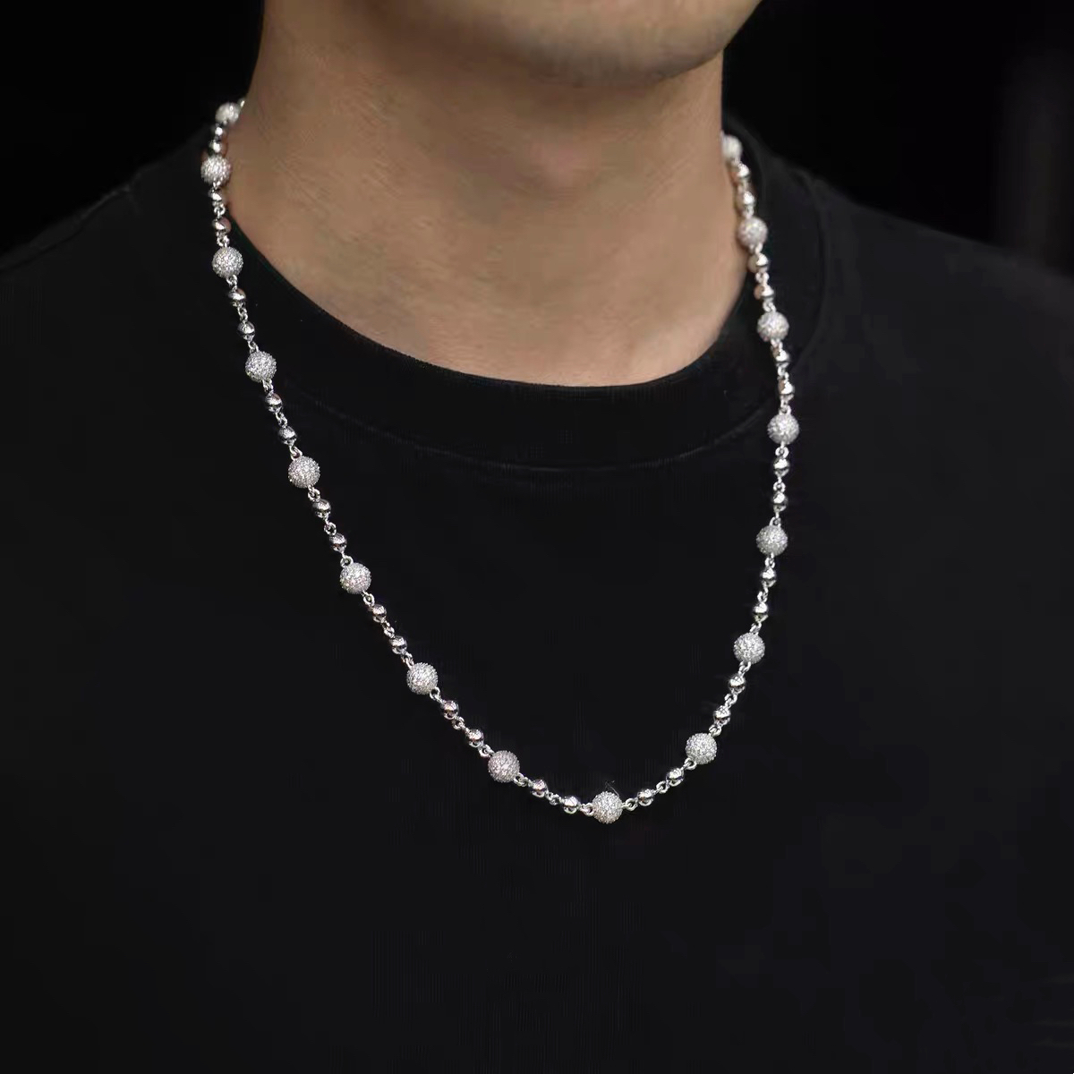 6mm 鑲嵌混合圓珠項鍊