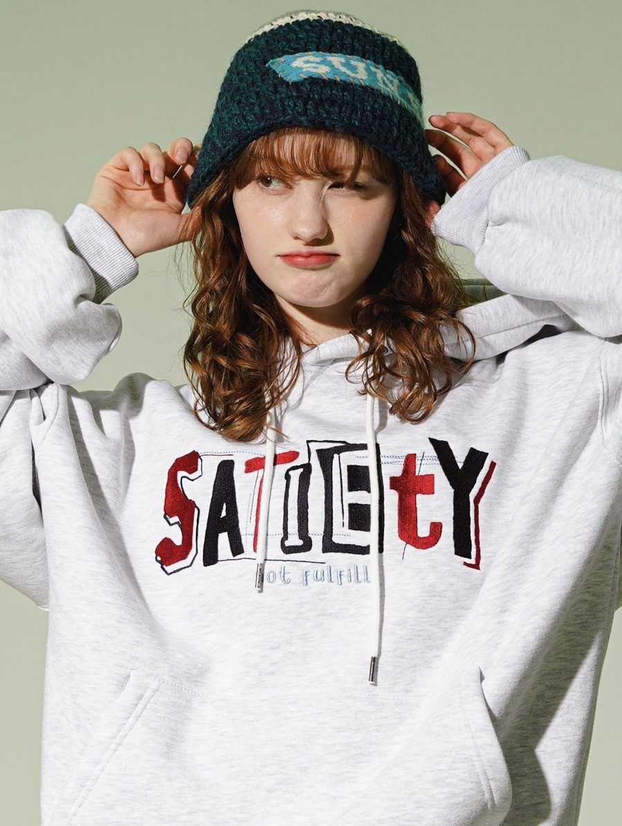 <預購> 韓國TWN SATIETY 拼貼風電繡刷毛帽T