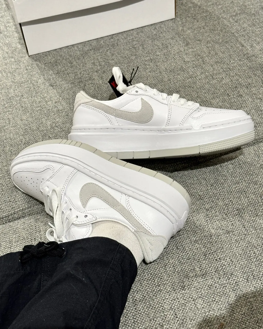 Air Jordan 1 Low Elevate Se 白灰 鹿皮勾 厚底 增高 女鞋 DH7004-110
