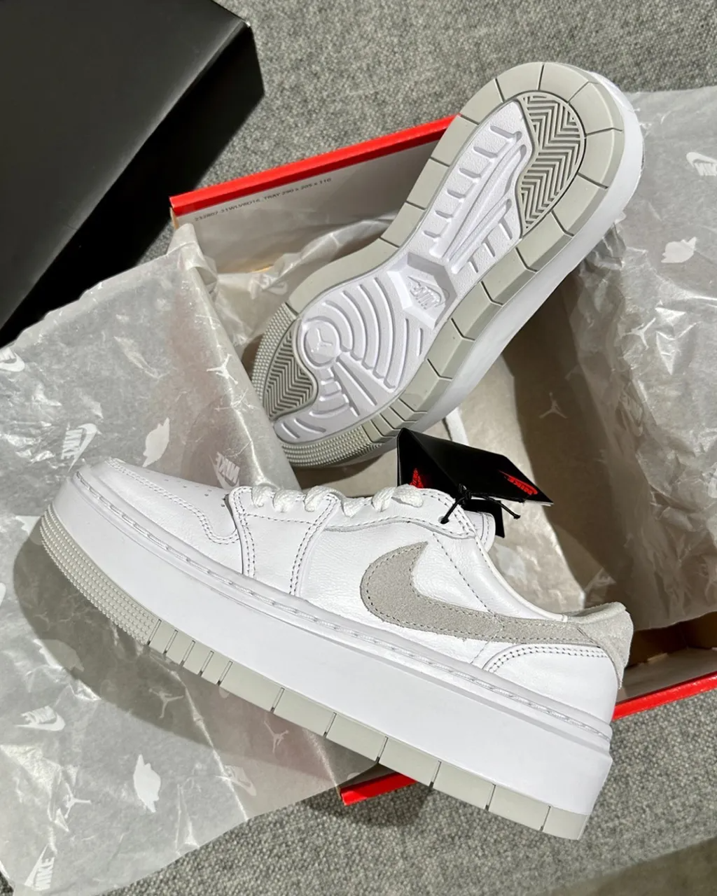 Air Jordan 1 Low Elevate Se 白灰 鹿皮勾 厚底 增高 女鞋 DH7004-110