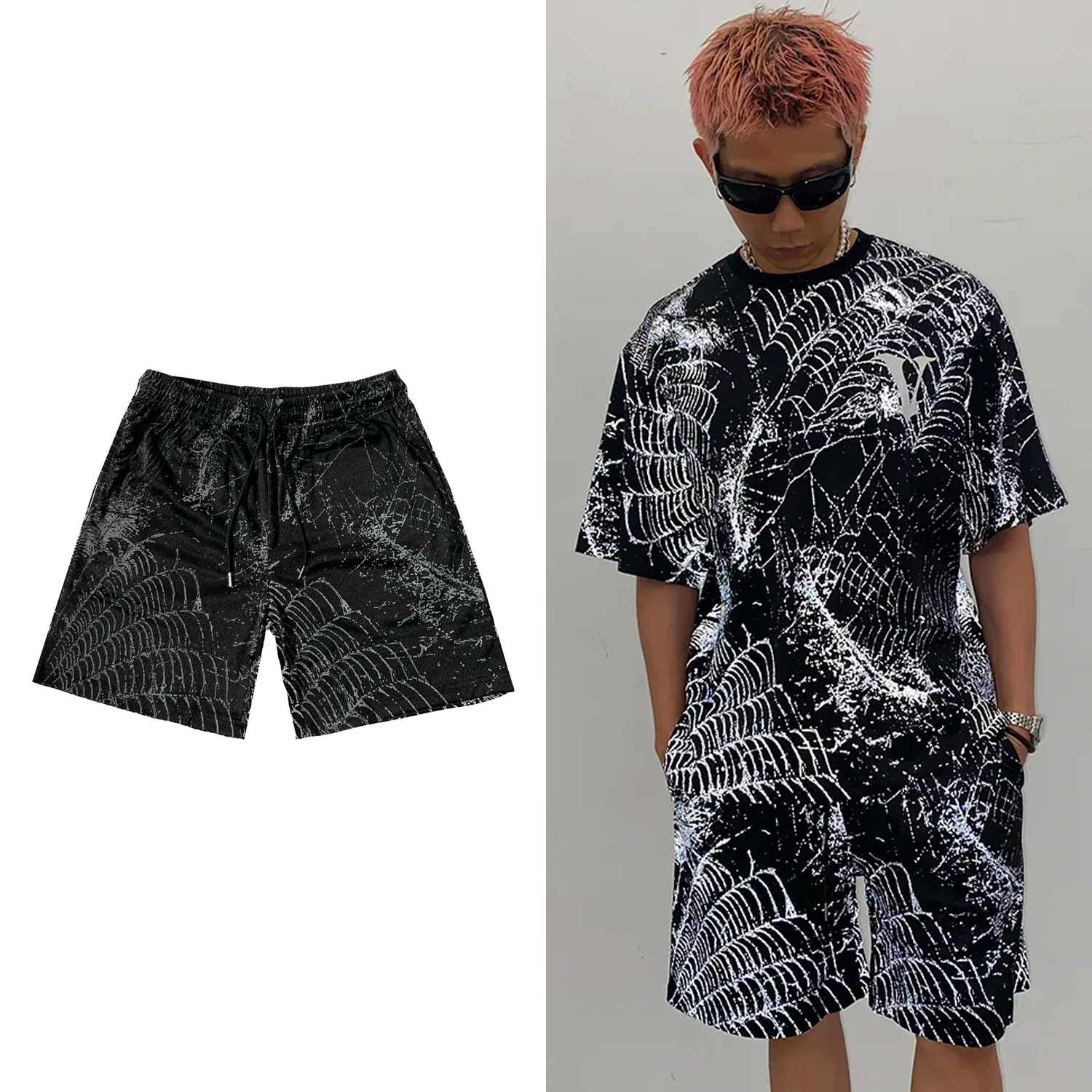 VIRUSWORLD 3M Reflective Spider Web Mesh Sport Shorts