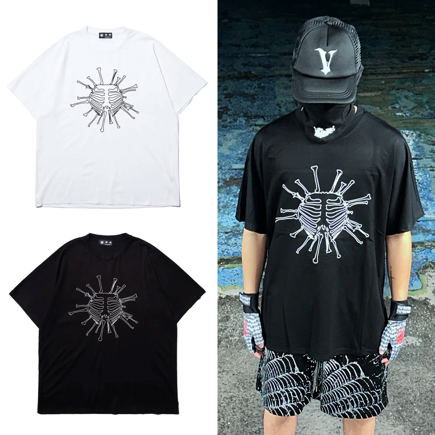 VIRUSWORLD 電繡骷髏病毒涼感短袖