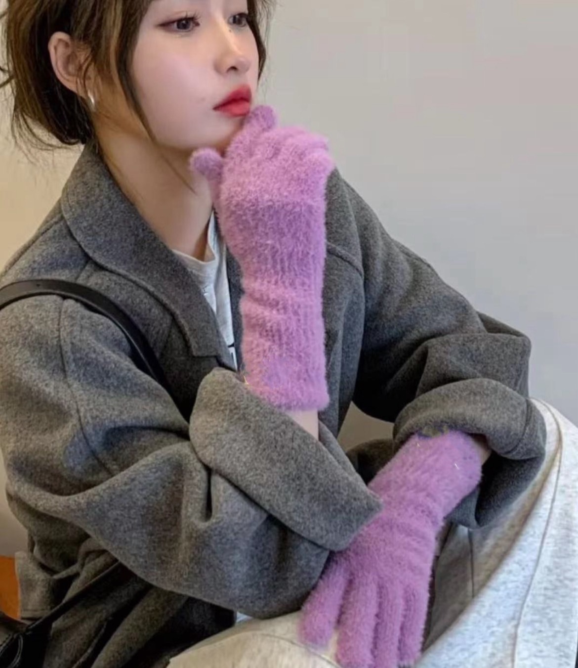 觸控素色羊絨超柔軟手套/六色