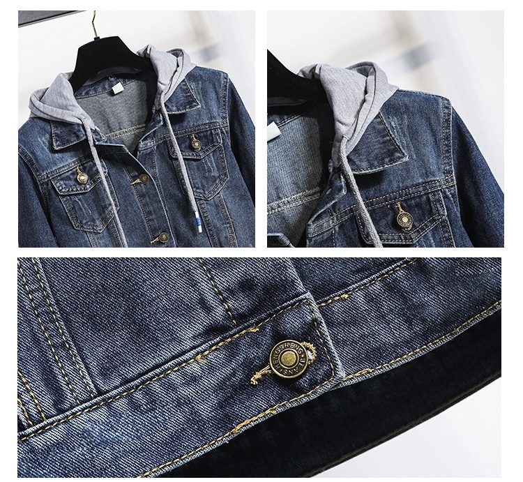 日韓大熱修身連帽牛仔外套