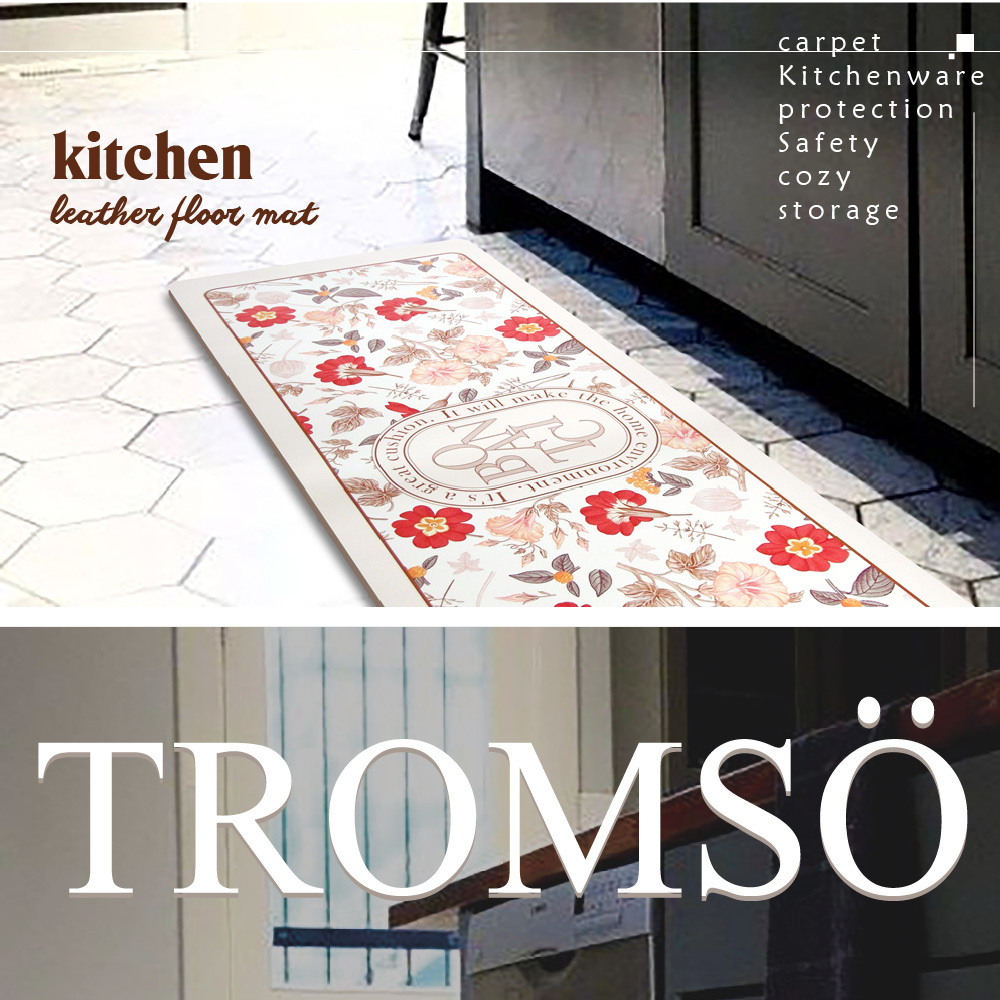 廚房防油皮革地墊-K354嫣紅花語