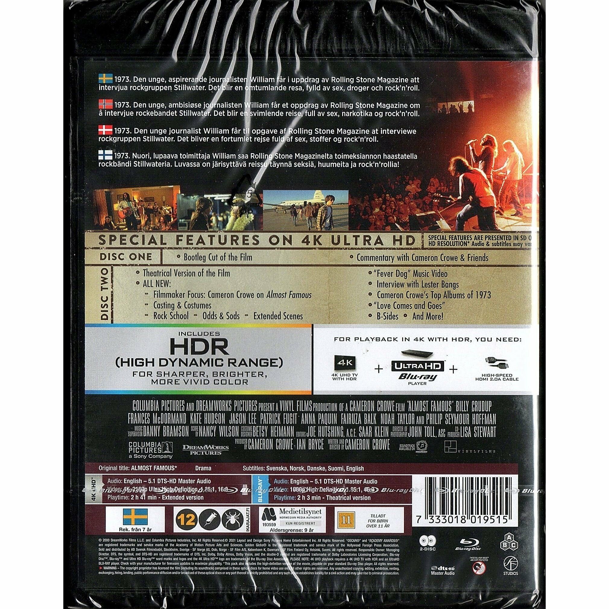 Almost Famous (2000) (4K Ultra HD + Blu-ray) (Nordic Version)