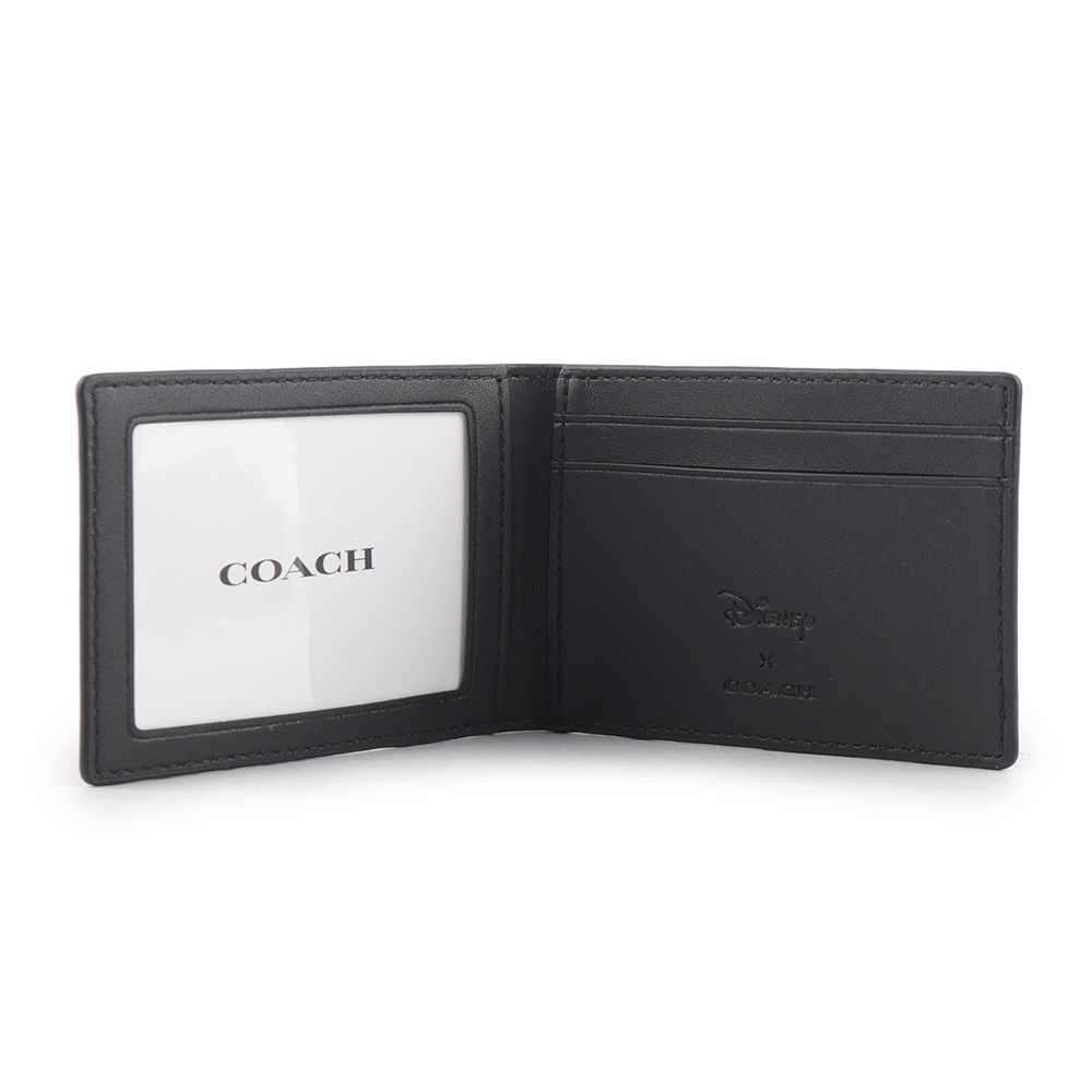【COACH 】Disney X Coach 米奇唐老鴨假期圖案附證件夾對開短夾(黑色) CM181 QBM2
