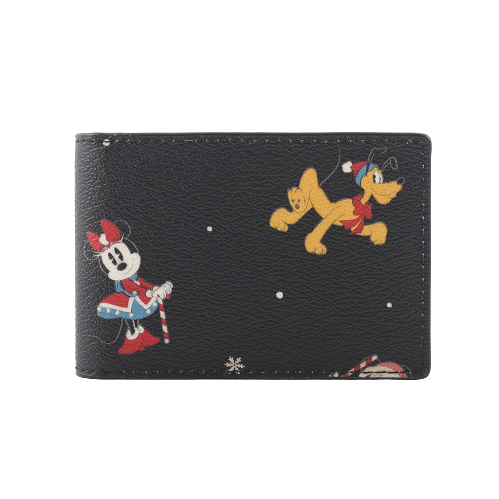 【COACH 】Disney X Coach 米奇唐老鴨假期圖案附證件夾對開短夾(黑色) CM181 QBM2