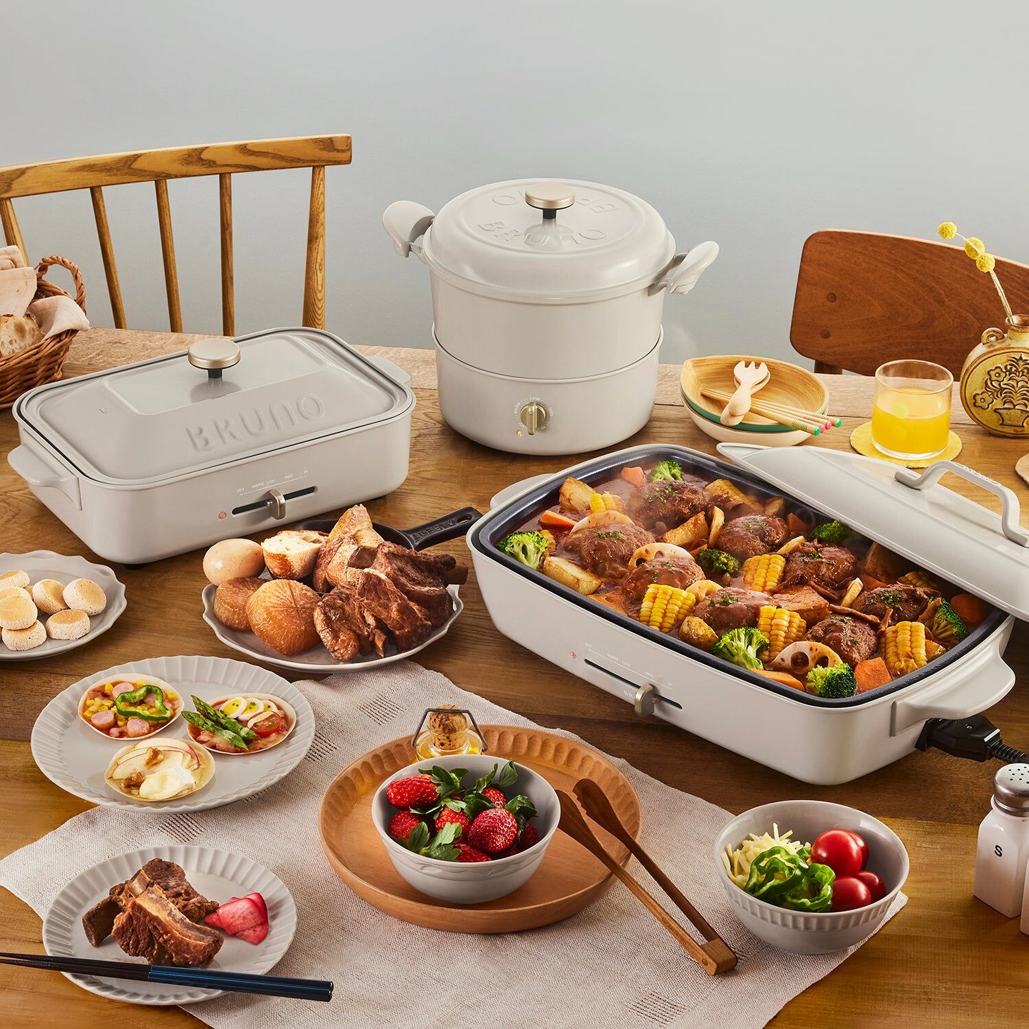 BRUNO 加大版多功能電熱鍋 - 珍珠灰色 BOE026-ASGZ