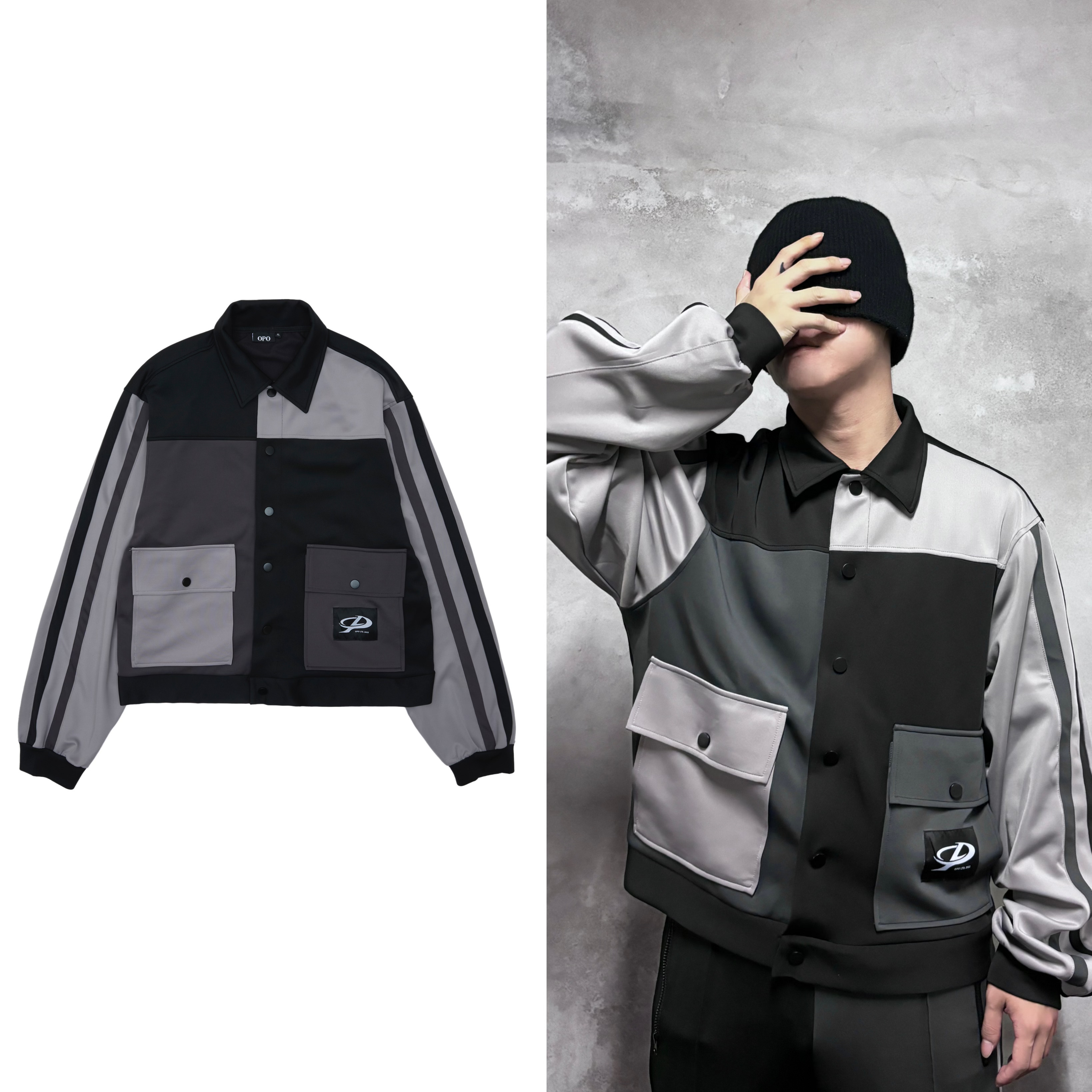 OPO DESIGN 拼色線條運動夾克