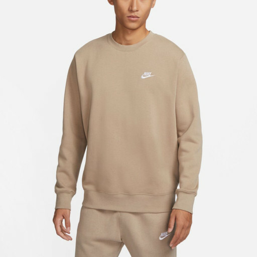 【Luxury】限時下殺  NIKE NSW CLUB CREW BB 奶茶色 刺繡 小標 內刷毛 衛衣 大學T卡其 男女款 BV2663-247
