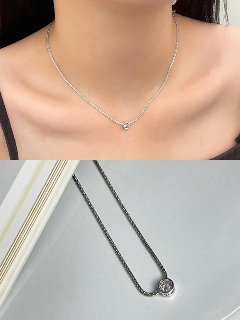 [現貨] 單鑽項鍊 [ 銀色 / 抗過敏 ]