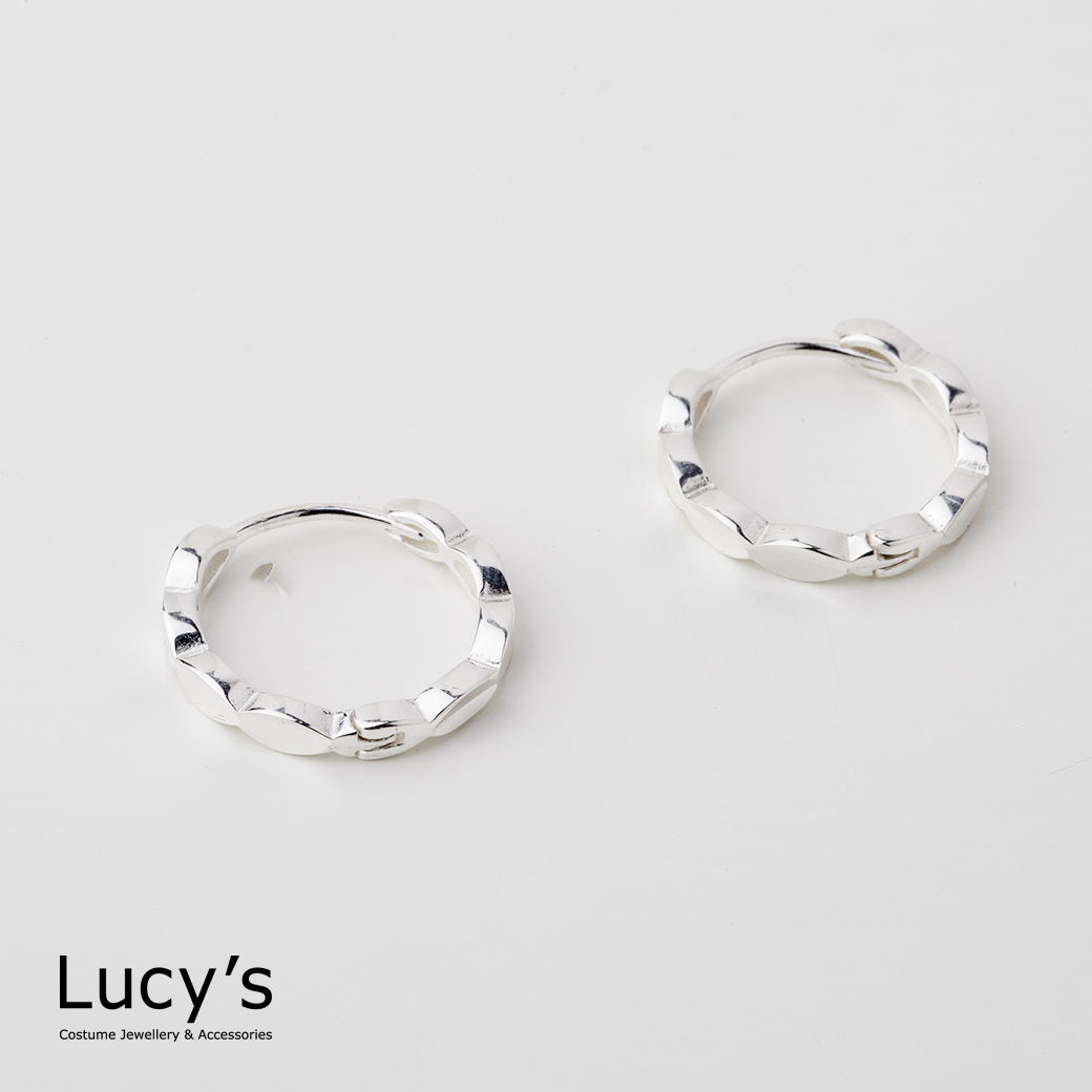 Lucys-925純銀光感切面易扣耳環(112406)