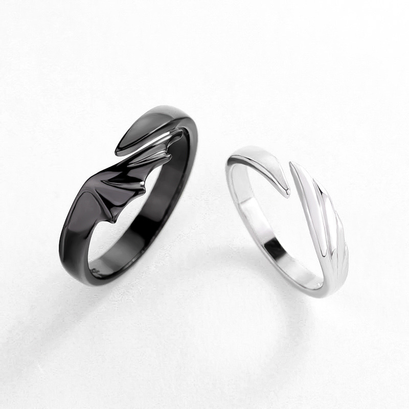 「惡魔和天使 😈👼」情侶戒指💍 ｜S925純銀或鍍銀｜活口對戒｜免費刻字✒️｜