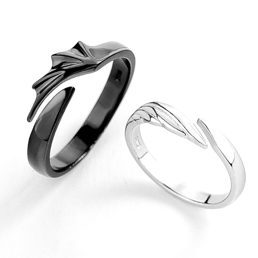 「惡魔和天使 😈👼」情侶戒指💍 ｜S925純銀或鍍銀｜活口對戒｜免費刻字✒️｜