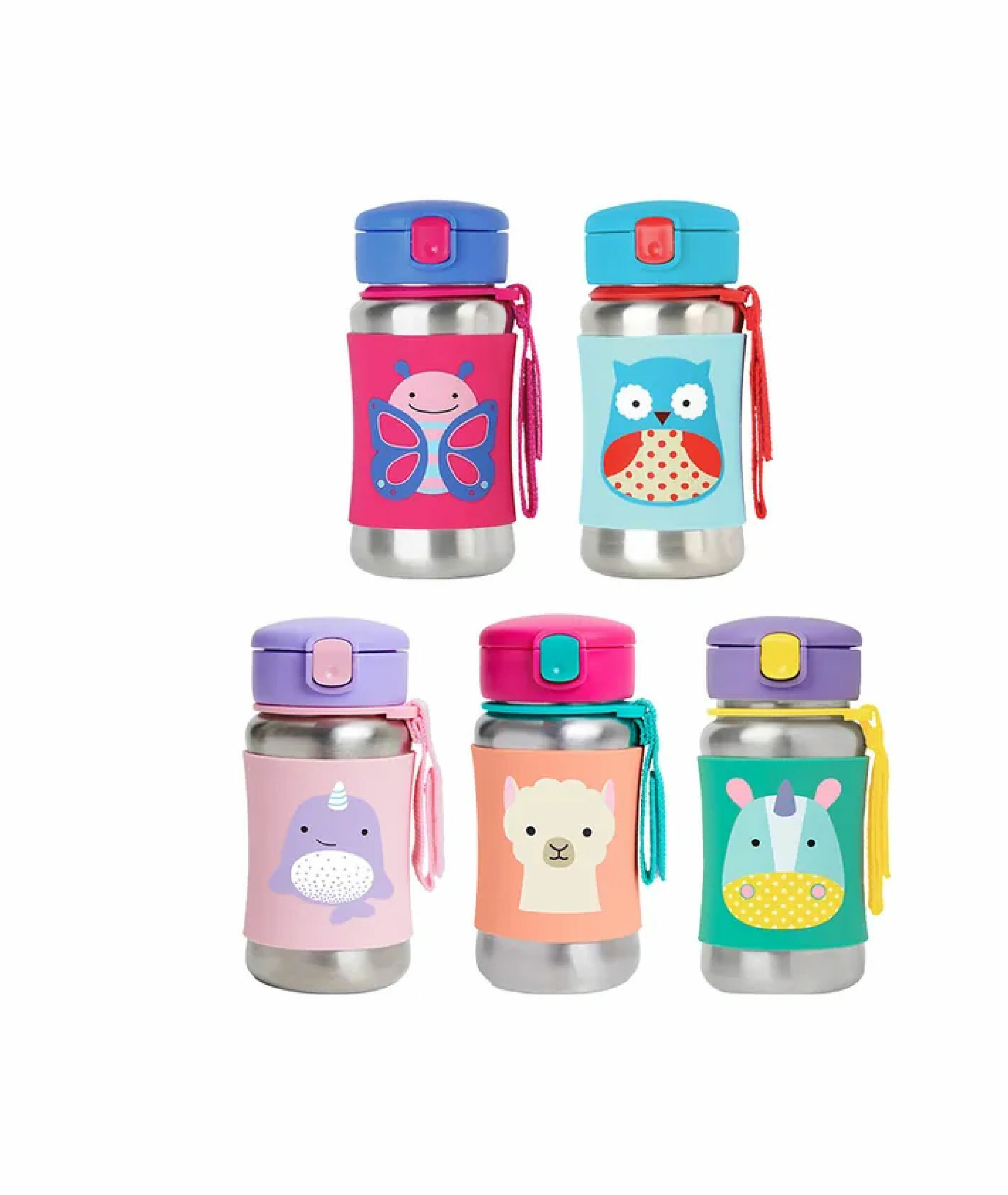 美國SKIP HOP Spark Style/ZOO 不鏽鋼吸管水壺350ml(多款選擇