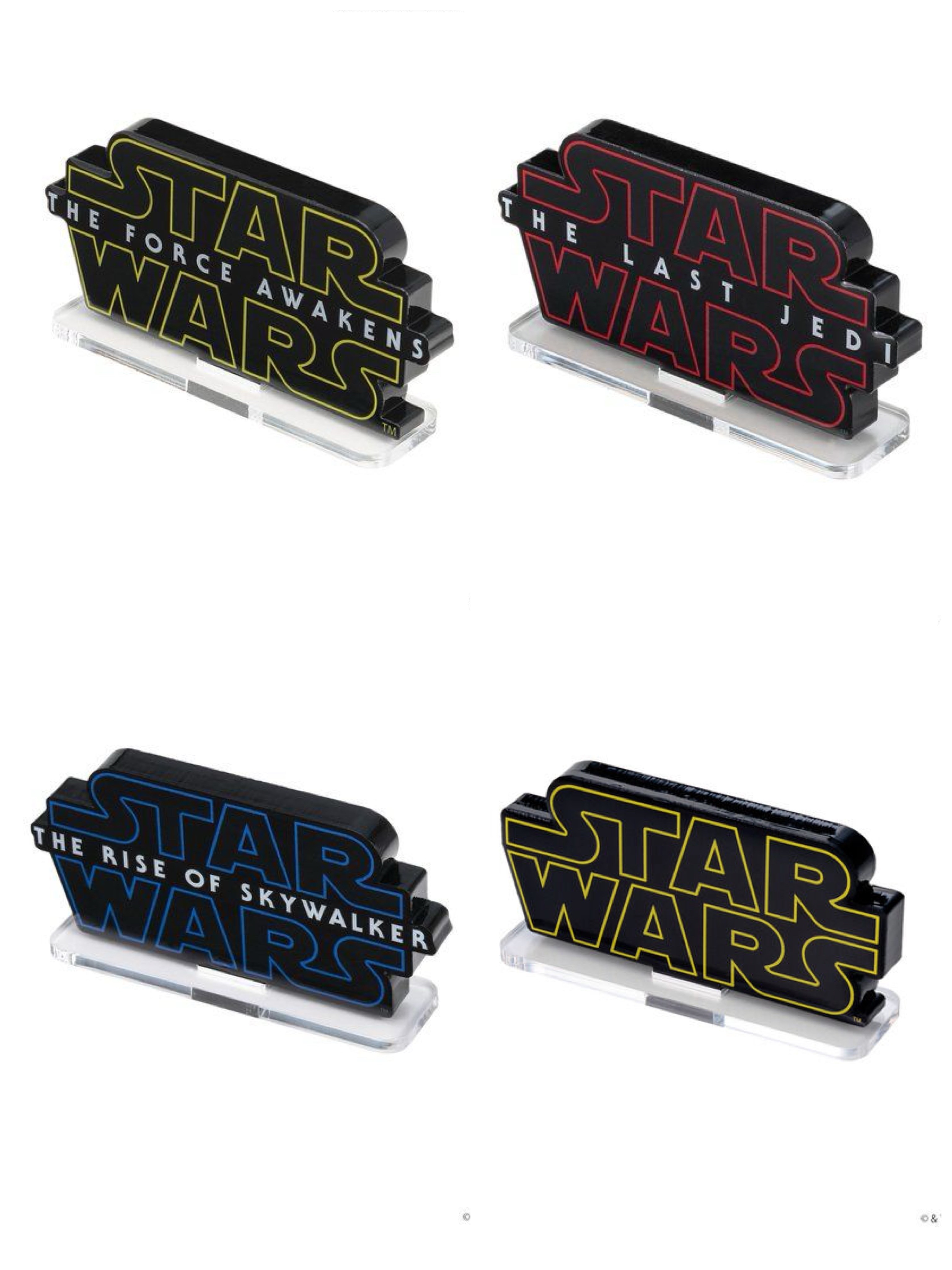 222635/222636/222638/222640 Pbandai 預訂2025/3月 アクリルロゴディスプレイEX STAR WARS スター・ウォーズ／フォースの覚醒/最後のジェダイ/スカイウォーカーの夜明け/Yellow