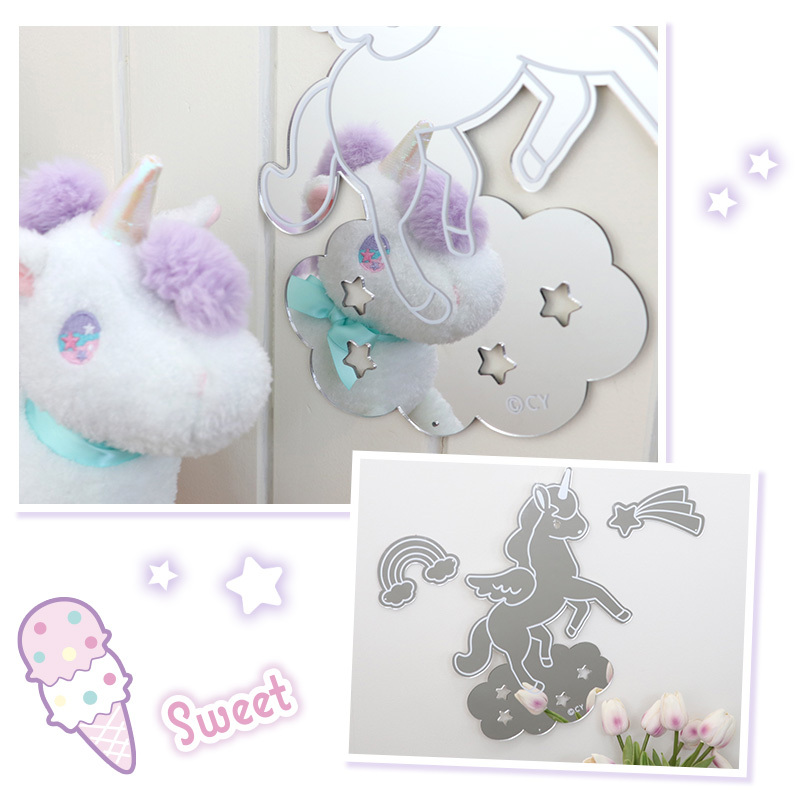 【日本Mother Garden】獨角獸壁貼式鏡子