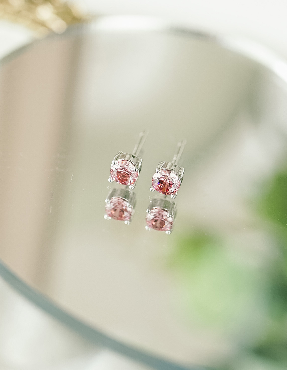 925 純銀施華洛世奇四爪5mm彩鑽耳環