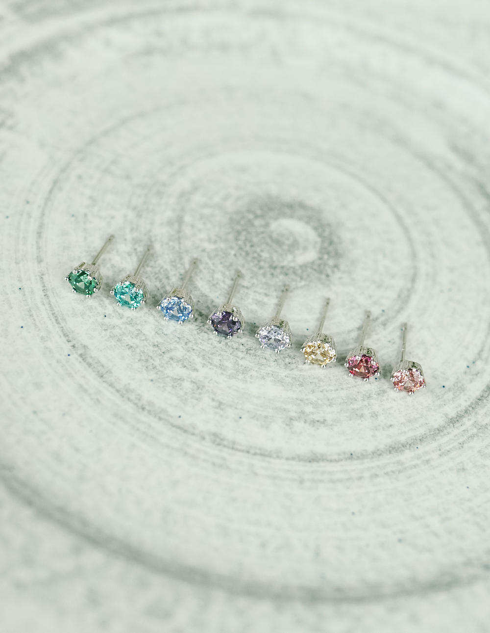 925 純銀施華洛世奇六爪6mm彩鑽耳環
