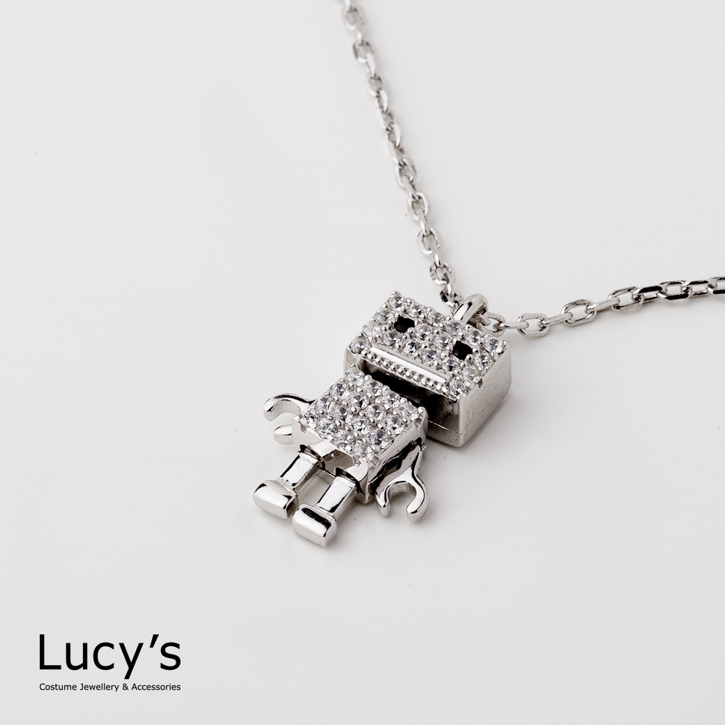 Lucys-925純銀滿鑽機器人項鍊(112697)