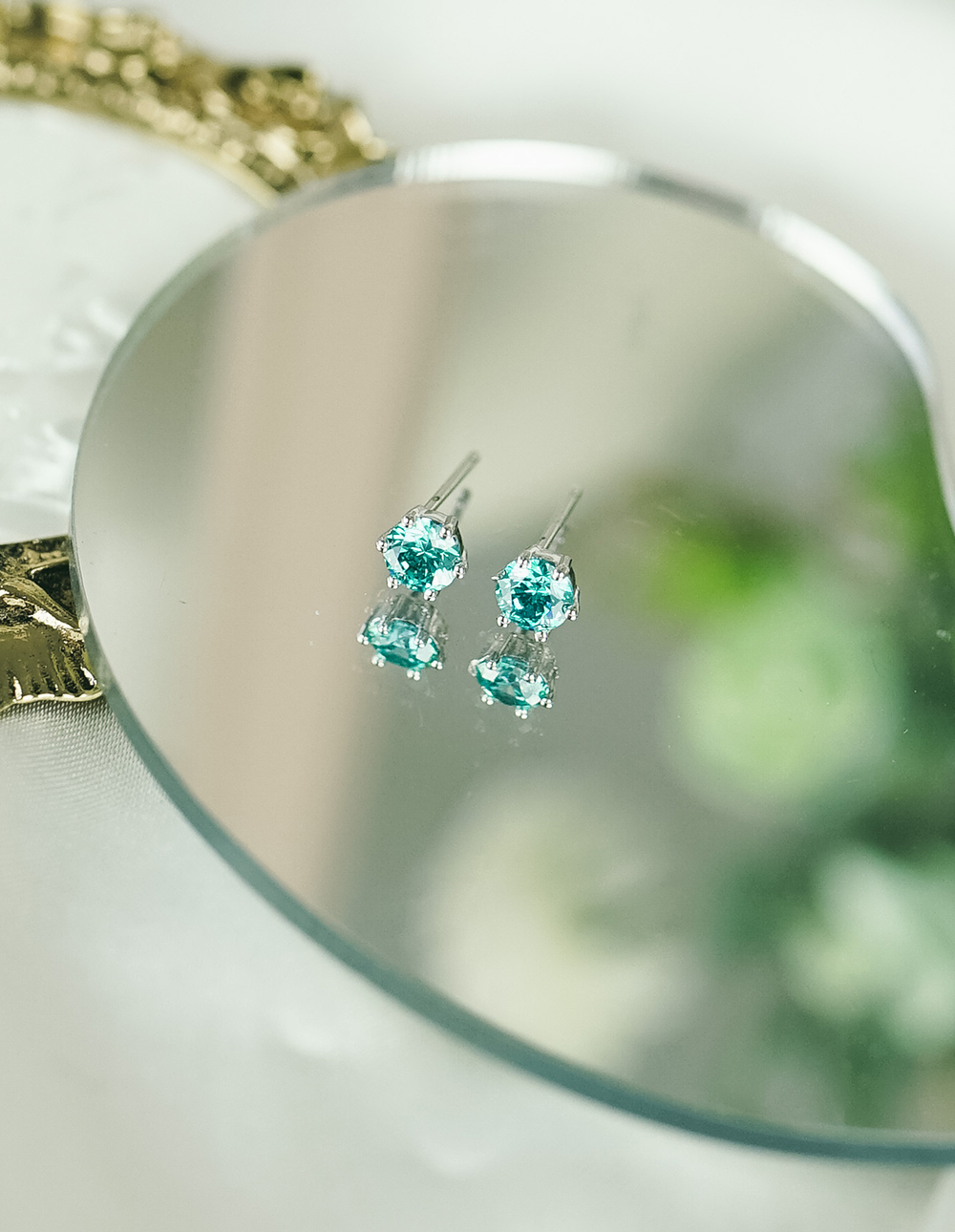 925 純銀施華洛世奇六爪6mm彩鑽耳環