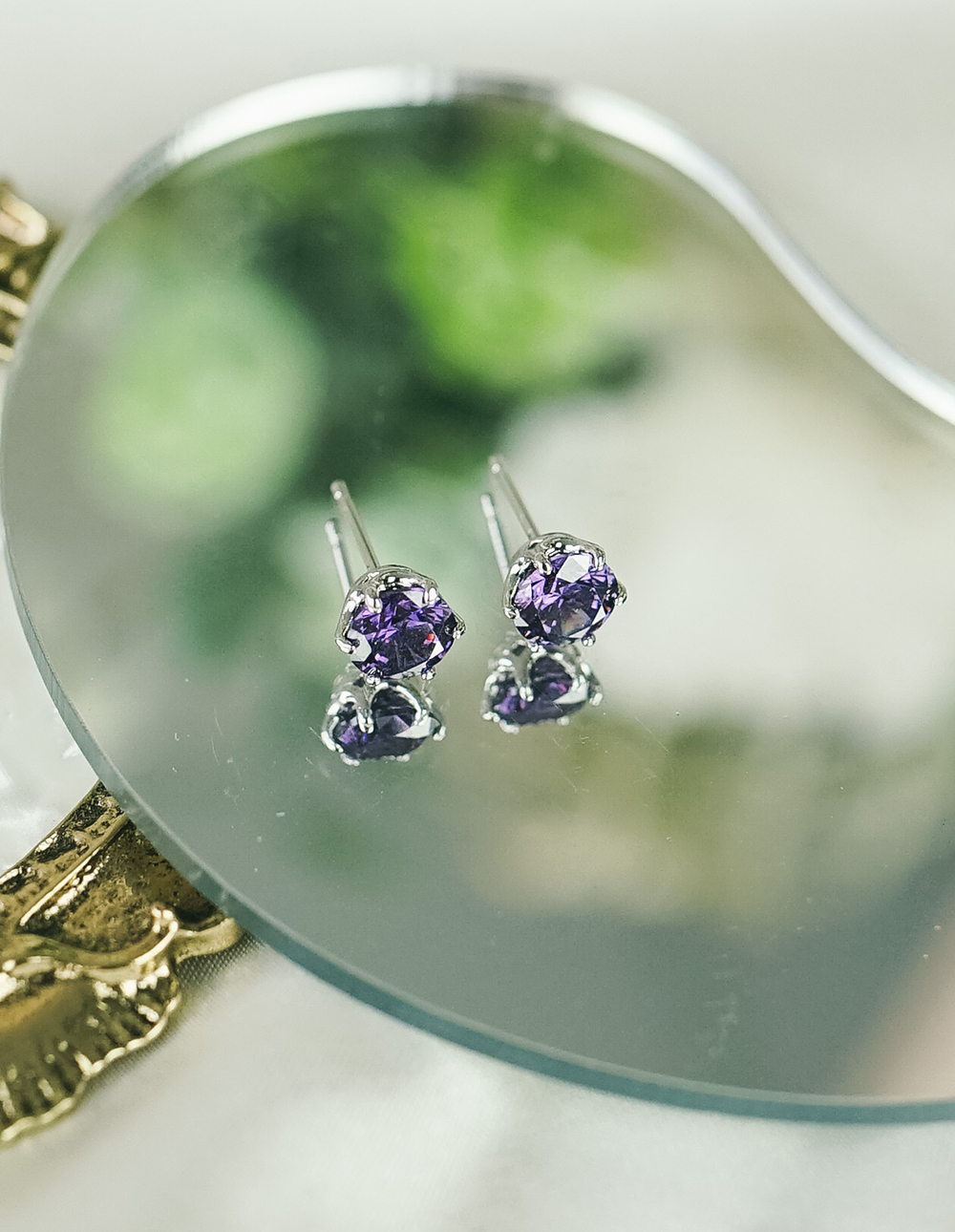 925 純銀施華洛世奇六爪8mm彩鑽耳環