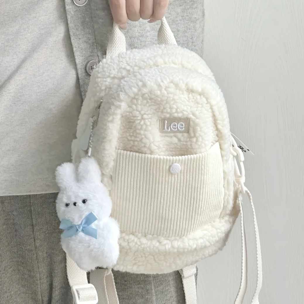 LEE 羊羔毛 小包 側背包 雙肩包 4WAY 焦糖色 粉色 奶油白 / 現貨
