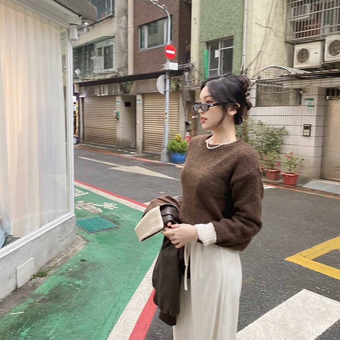 袖口撞色針織毛衣/五色