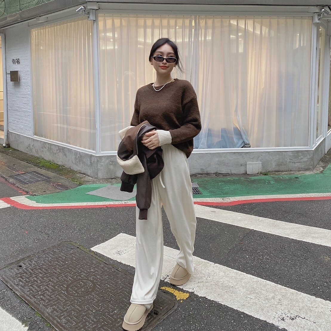 袖口撞色針織毛衣/五色