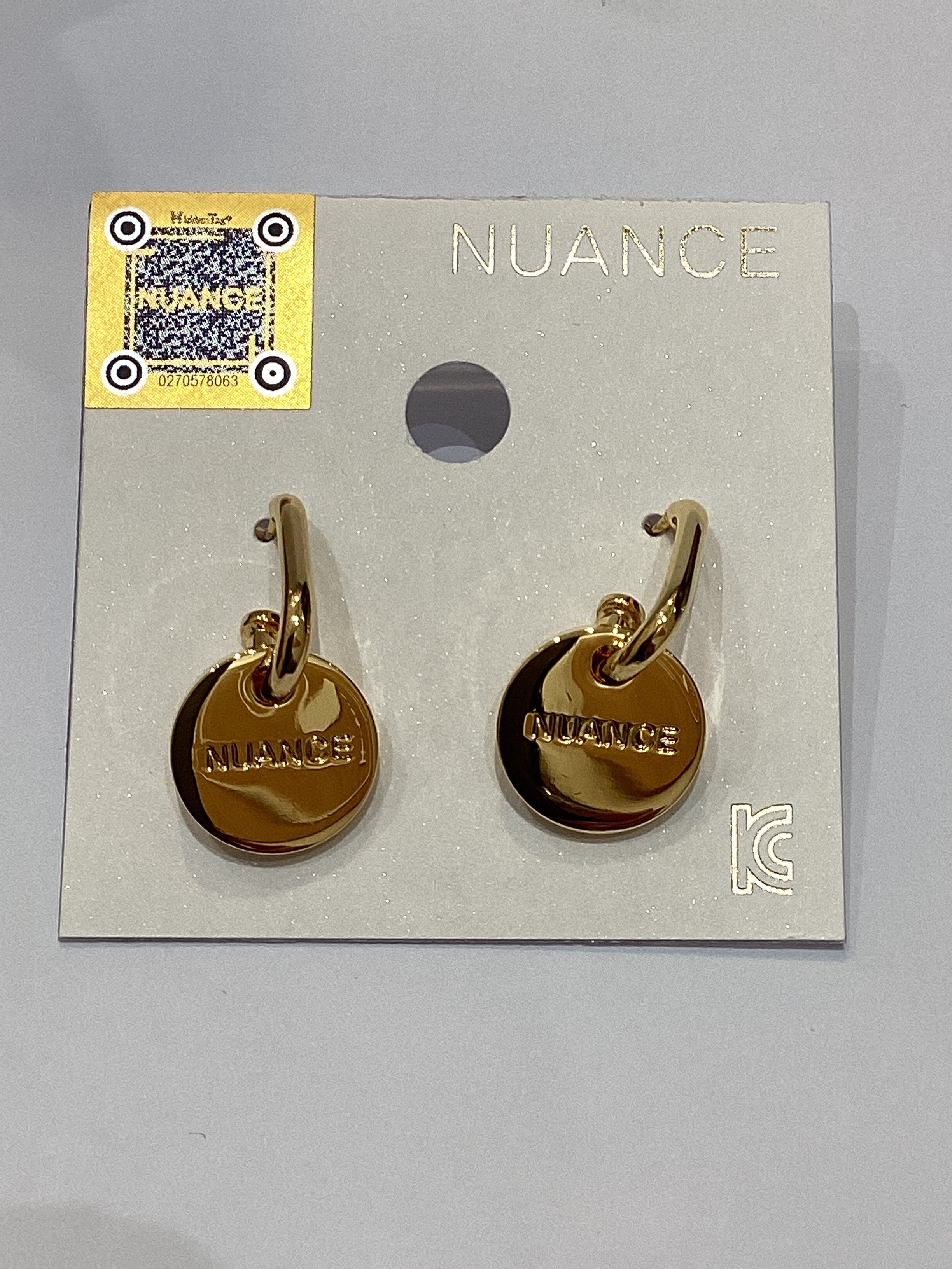 Nuance金色牌仔耳環