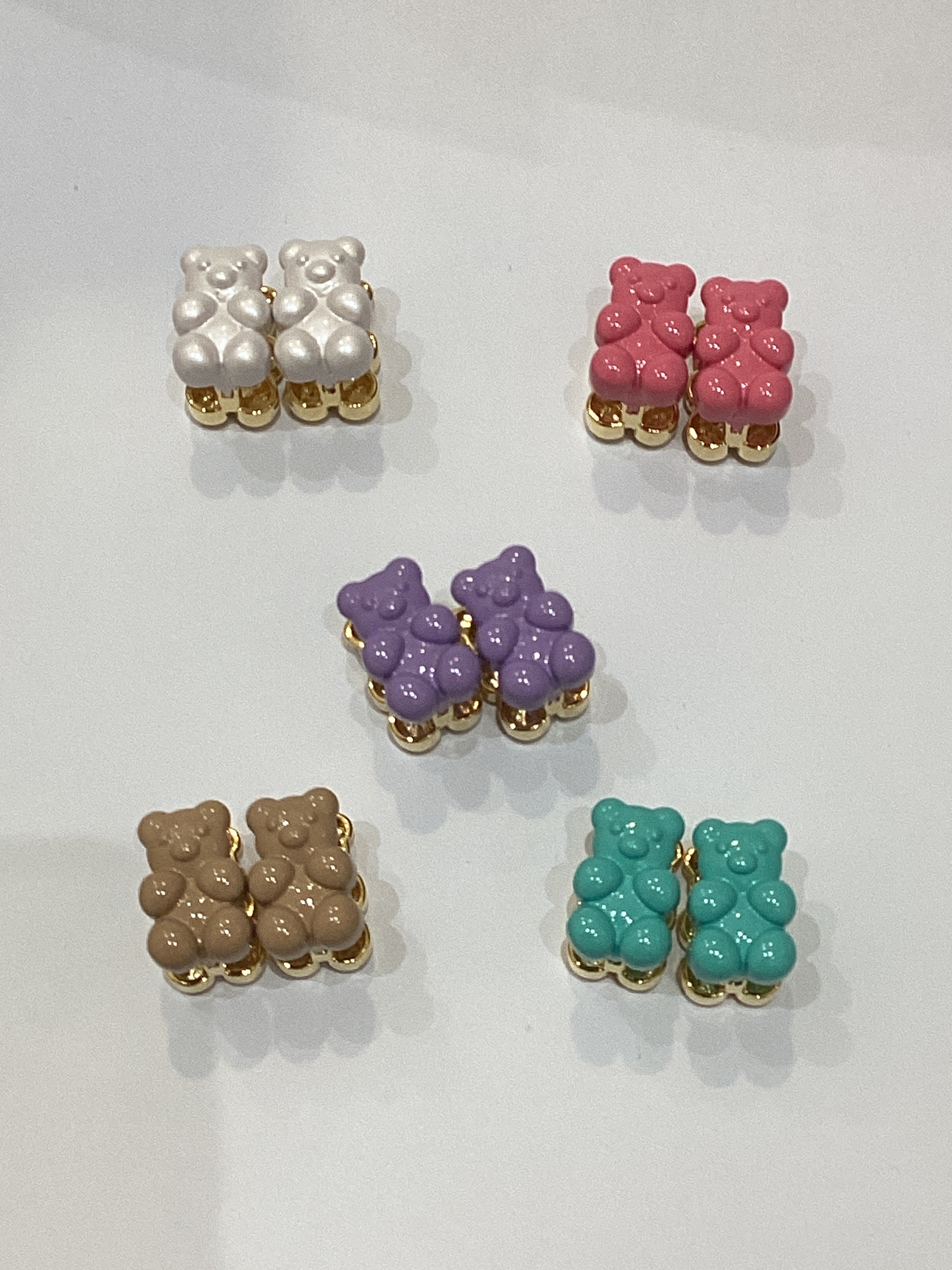 熊仔拼色耳環 E12