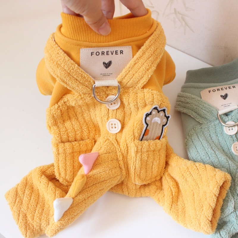 宠物衣服 变装恐龙四腿衣 黄色，绿色