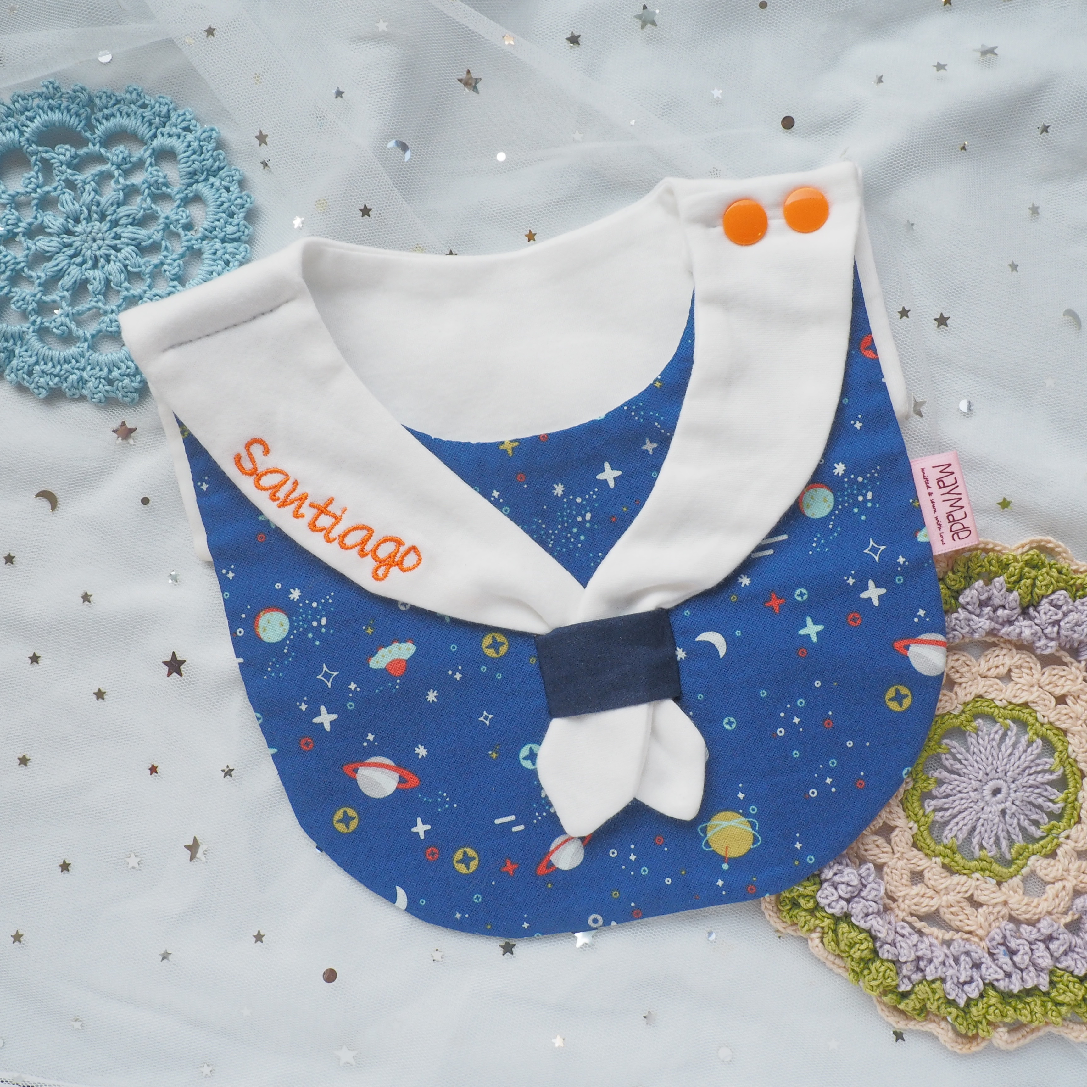 太空圖案 水手造型口水肩 彌月禮物